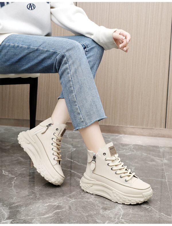 Round Toe Shoes Platform Height Increasing Casual Sneakers - Image 3