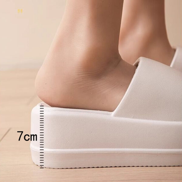 7cm High Heel Flat Slippers Summer Solid Color Non-slip Floor Home Shoes Outdoor Garden Slippers For Women - Image 2