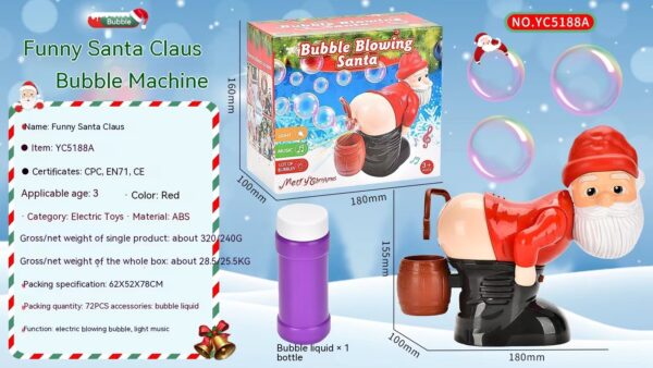 Electric Santa Claus Bubbles Machine Blowing Bubbles Music Light Entertainment Toy Prank Funny Ornament Christmas Gifts - Image 6