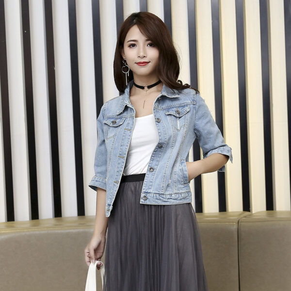 3/4 sleeve denim jacket - Image 2