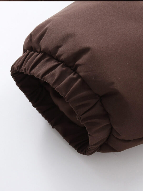 Fashion Zipper Hooded Short Coat Winter Mandela-color Jacket Outerwear Women's Clothing - Image 7