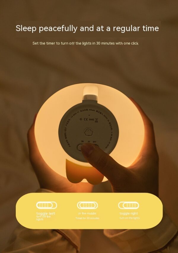 Cute Duck LED Night Lamp Cartoon Silicone USB Rechargeable Sleeping Light Touch Sensor Timing Bedroom Bedside Lamp For Kid Gift Home Décor - Image 6