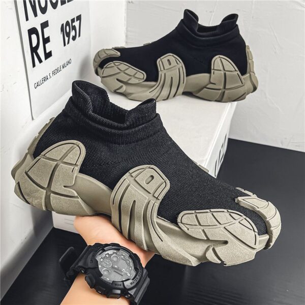 Fashion Lace Up Sock Shoes Men's Personalized Lightweight Running Walking Sneakers Thick Bottom Sneakers - Image 2