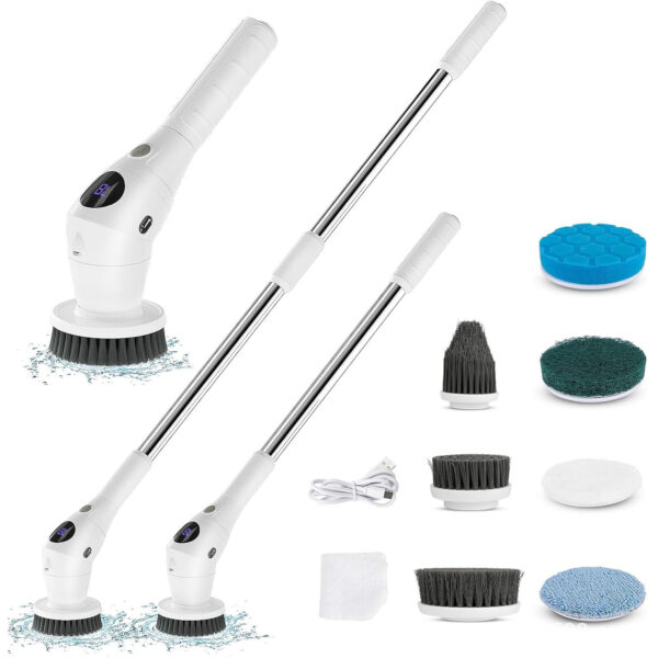 8-in-1 Electric Cleaning Brush Multi-functional Household Kitchen Bathroom Dedicated Mute Handheld Strong Cleaning Brush - Image 6