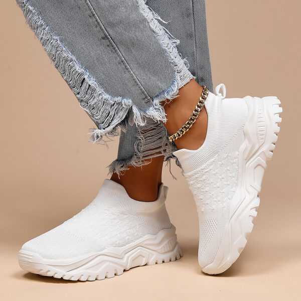 Plus Size Sports Women's Shoes Breathable Fly knit Slip-on - Image 3