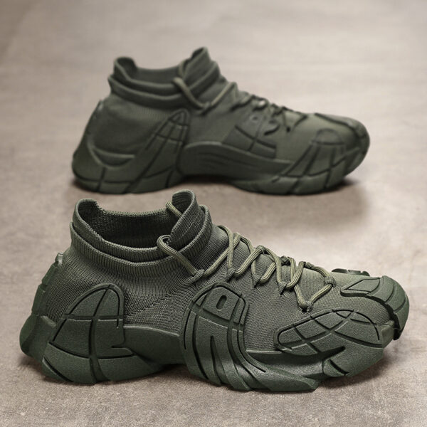 Fashion Lace Up Sock Shoes Men's Personalized Lightweight Running Walking Sneakers Thick Bottom Sneakers - Image 6