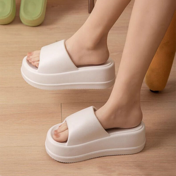 7cm High Heel Flat Slippers Summer Solid Color Non-slip Floor Home Shoes Outdoor Garden Slippers For Women - Image 4