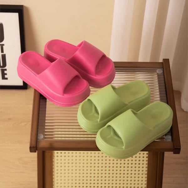 7cm High Heel Flat Slippers Summer Solid Color Non-slip Floor Home Shoes Outdoor Garden Slippers For Women - Image 9