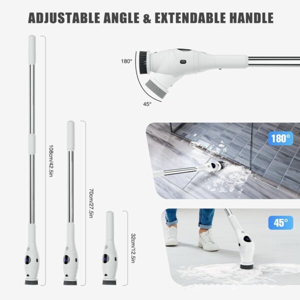 8-in-1 Electric Cleaning Brush Multi-functional Household Kitchen Bathroom Dedicated Mute Handheld Strong Cleaning Brush - Image 5