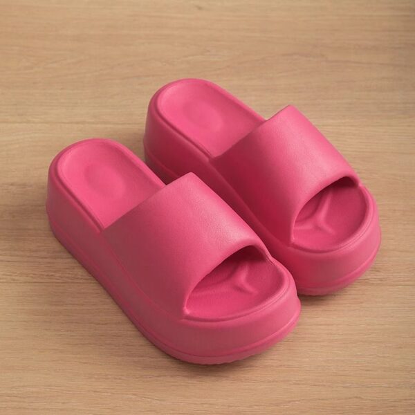 7cm High Heel Flat Slippers Summer Solid Color Non-slip Floor Home Shoes Outdoor Garden Slippers For Women - Image 8