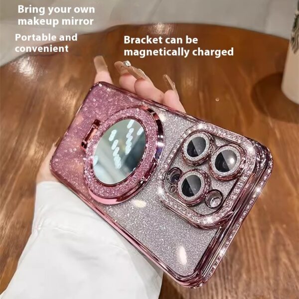 Makeup Mirror Bracket Phone Case Glitter Protective Cover - Image 2
