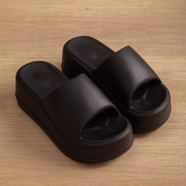 7cm High Heel Flat Slippers Summer Solid Color Non-slip Floor Home Shoes Outdoor Garden Slippers For Women - Image 5