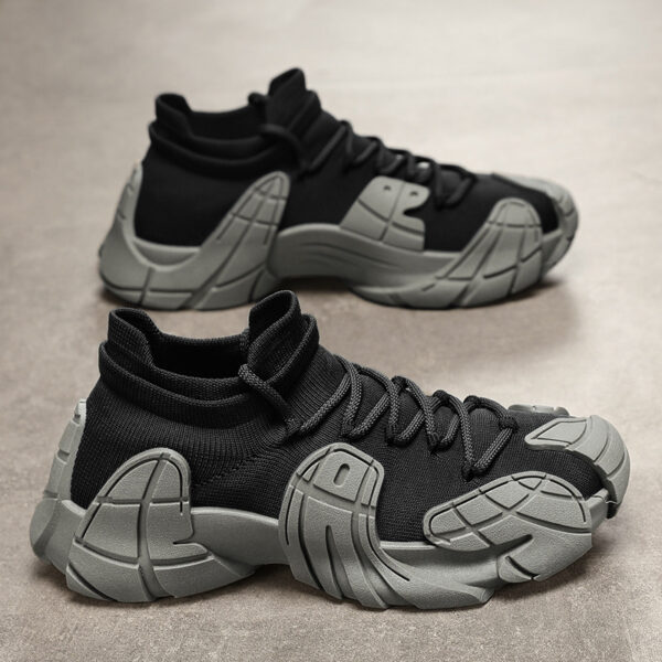Fashion Lace Up Sock Shoes Men's Personalized Lightweight Running Walking Sneakers Thick Bottom Sneakers - Image 10