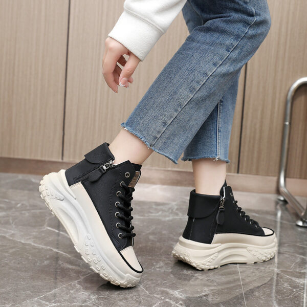 Round Toe Shoes Platform Height Increasing Casual Sneakers - Image 10