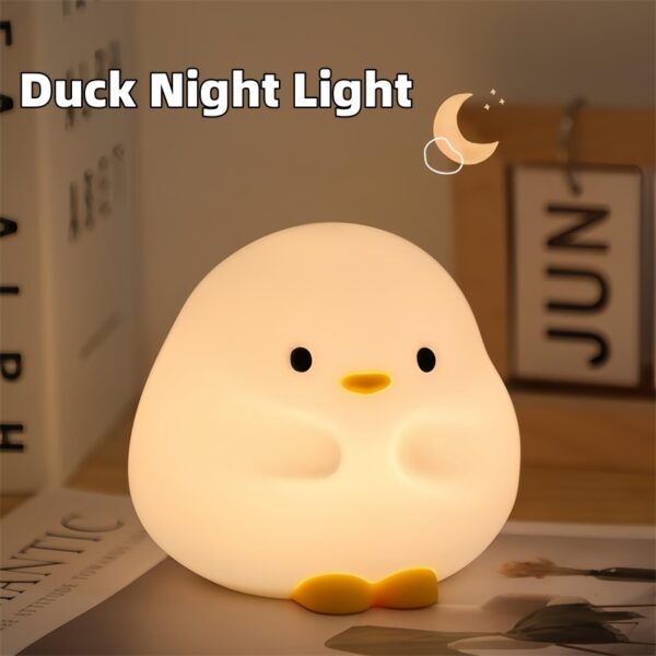 Cute Duck LED Night Lamp Cartoon Silicone USB Rechargeable Sleeping Light Touch Sensor Timing Bedroom Bedside Lamp For Kid Gift Home Décor