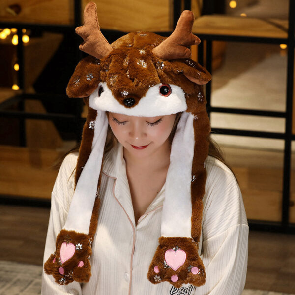 Novel Movable Christmas Cute Santa Claus Snowman Elk Hat - Image 3
