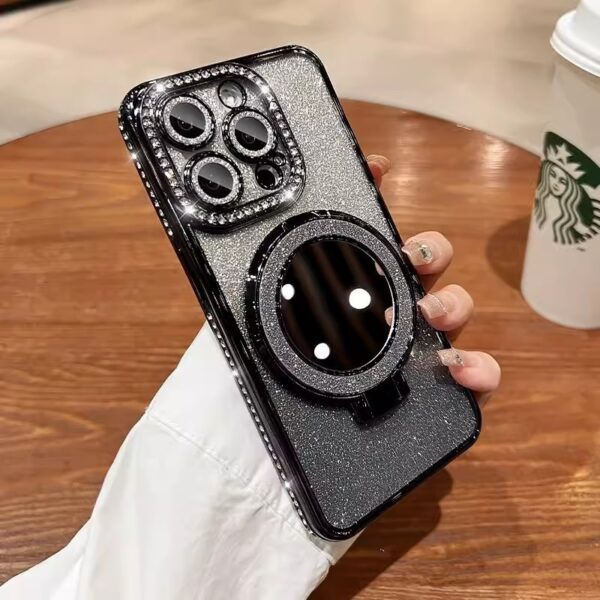 Makeup Mirror Bracket Phone Case Glitter Protective Cover - Image 3