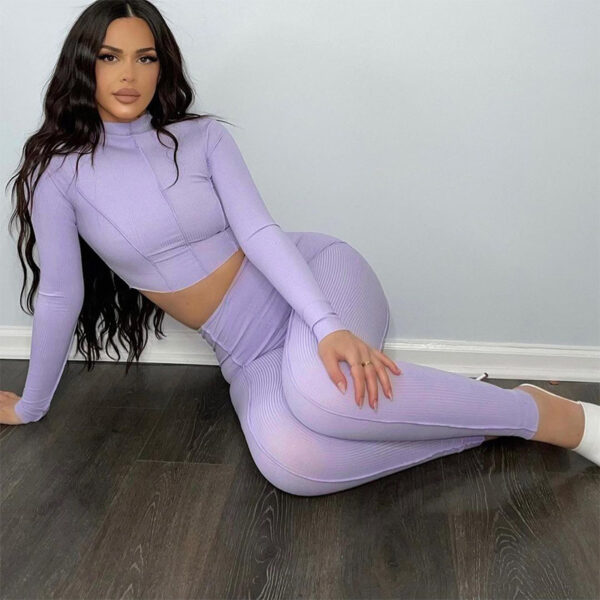 Reverse Wear Design Sense High Waist Slim Breathable Leisure Sports Suit - Image 5
