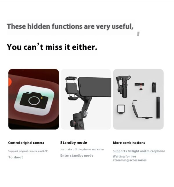 Selfie Three-axis Anti-shake Hand-held Tripod Head Mobile Phone Stabilizer - Image 5