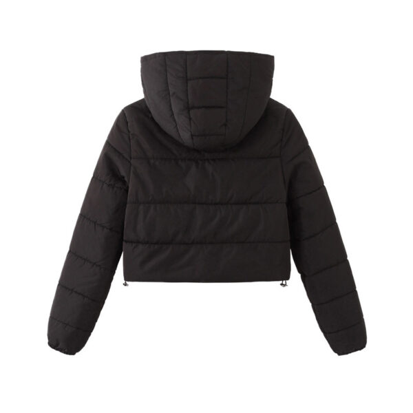 Fashion Zipper Hooded Short Coat Winter Mandela-color Jacket Outerwear Women's Clothing - Image 2