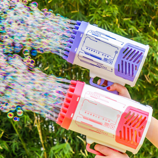 Bubble Gun Rocket 69 Holes Soap Bubbles Machine Gun Shape Automatic Blower With Light Toys For Kids Pomperos - Image 5