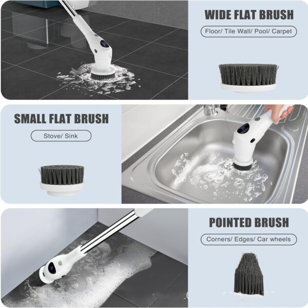 8-in-1 Electric Cleaning Brush Multi-functional Household Kitchen Bathroom Dedicated Mute Handheld Strong Cleaning Brush - Image 4